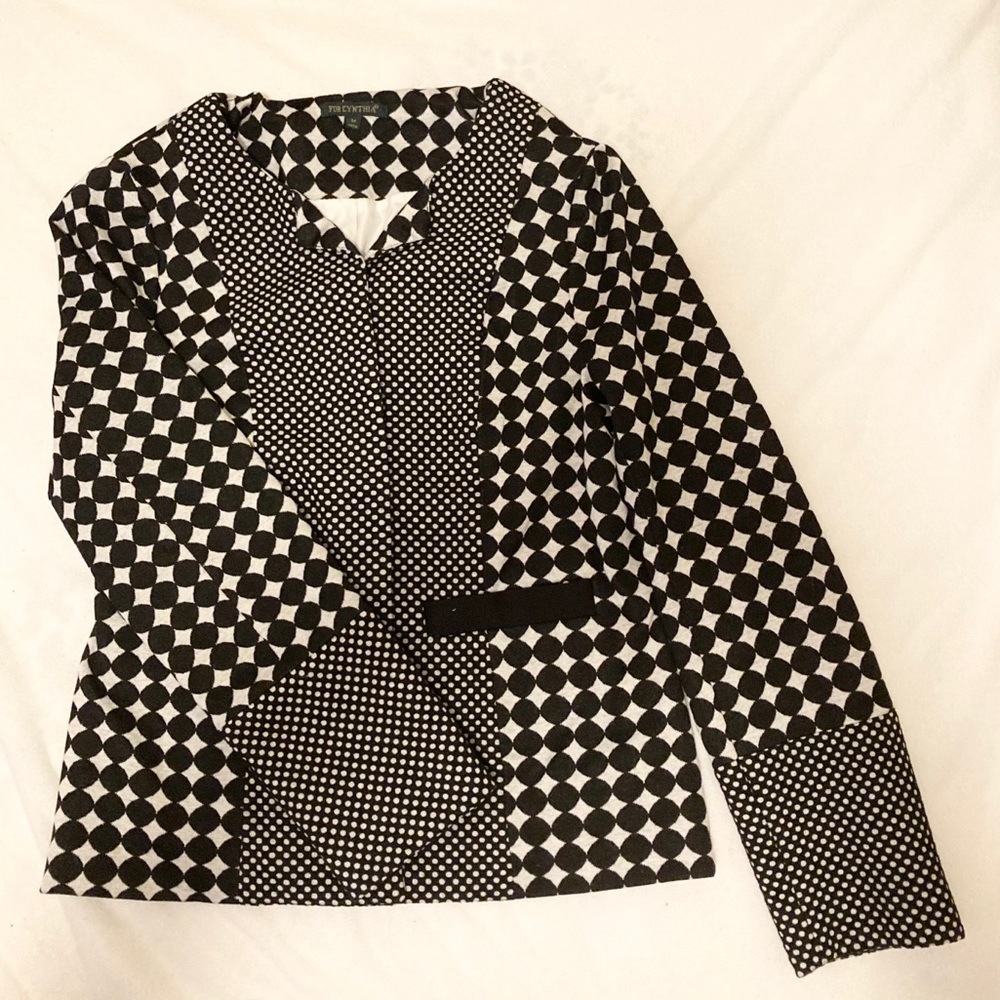 For Cynthia polka dot black and white blazer ✨